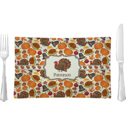 Traditional Thanksgiving Glass Rectangular Lunch / Dinner Plate (Personalized)