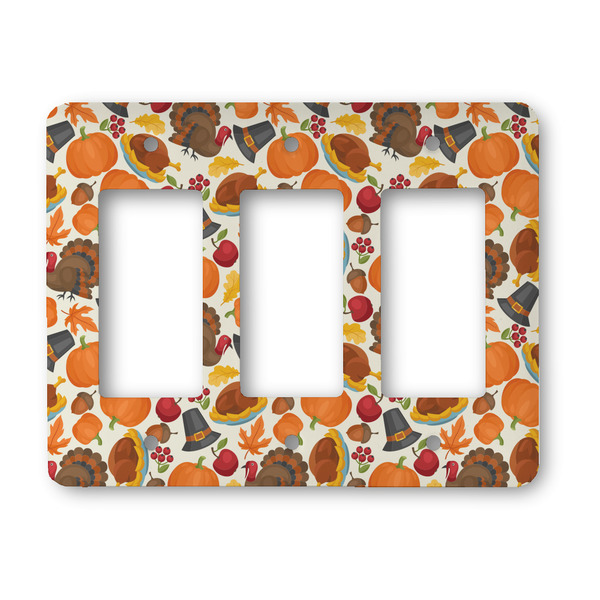 Custom Traditional Thanksgiving Rocker Style Light Switch Cover - Three Switch