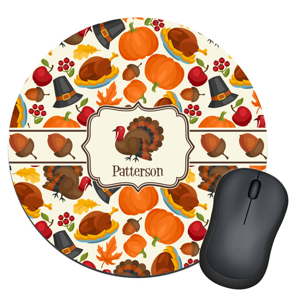 Custom Traditional Thanksgiving Round Mouse Pad (Personalized)