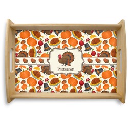 Traditional Thanksgiving Natural Wooden Tray - Small (Personalized)