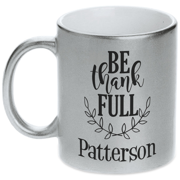 Custom Traditional Thanksgiving Metallic Silver Mug (Personalized)