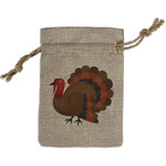 Traditional Thanksgiving Small Burlap Gift Bag - Front