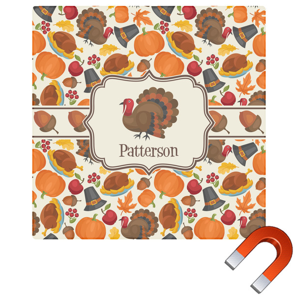 Custom Traditional Thanksgiving Square Car Magnet - 6" (Personalized)