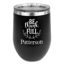 Traditional Thanksgiving Stemless Stainless Steel Wine Tumbler - Black - Double Sided (Personalized)