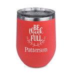 Traditional Thanksgiving Stemless Stainless Steel Wine Tumbler - Coral - Double Sided (Personalized)