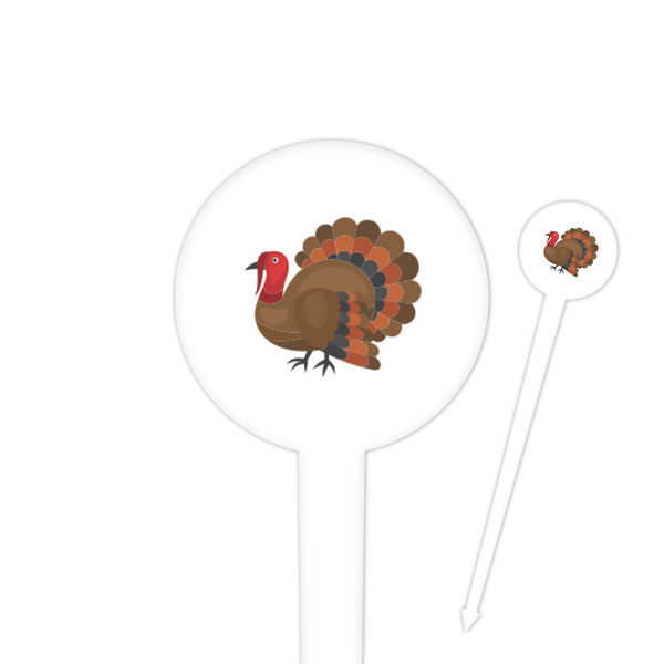 Custom Traditional Thanksgiving 4" Round Plastic Food Picks - White - Double Sided