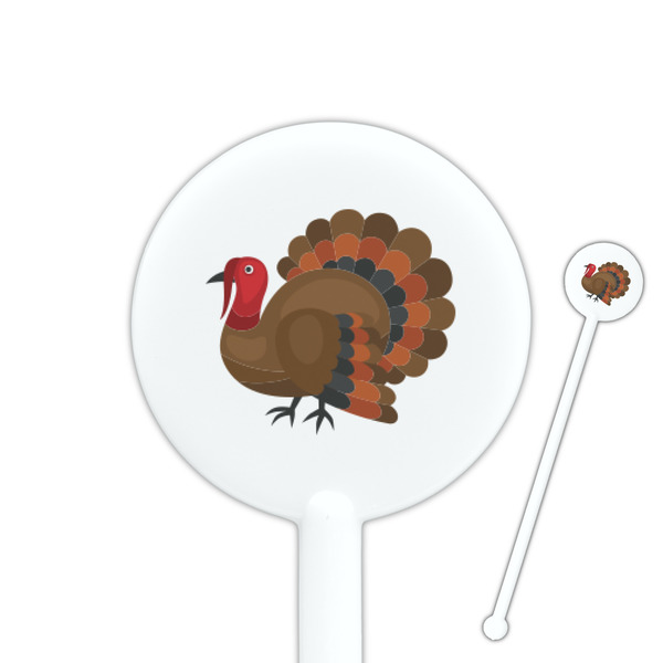 Custom Traditional Thanksgiving 5.5" Round Plastic Stir Sticks - White - Double Sided