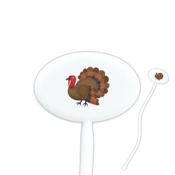 Traditional Thanksgiving 7" Oval Plastic Stir Sticks - White - Single Sided