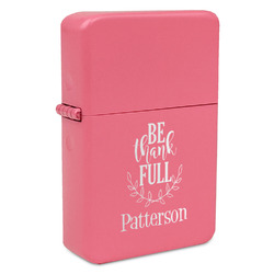 Traditional Thanksgiving Windproof Lighter - Pink - Double Sided & Lid Engraved (Personalized)
