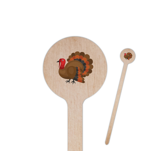 Custom Traditional Thanksgiving 7.5" Round Wooden Stir Sticks - Single Sided