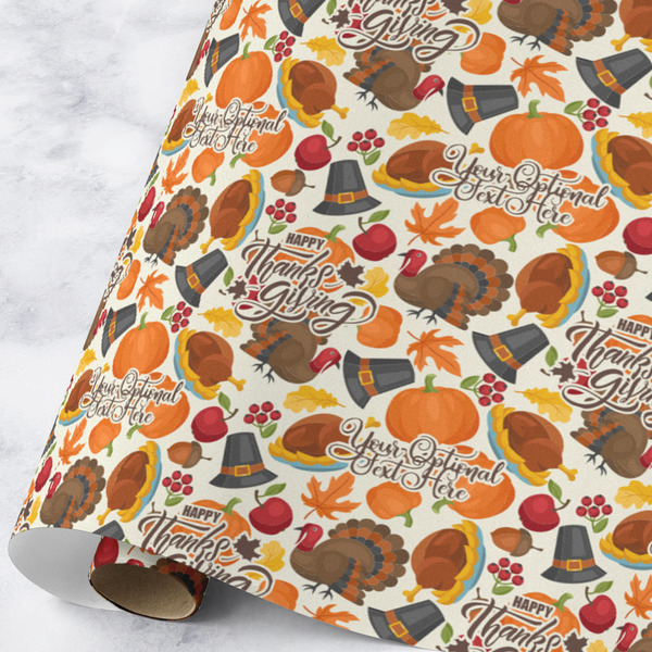 Custom Traditional Thanksgiving Wrapping Paper Roll - Large - Matte (Personalized)