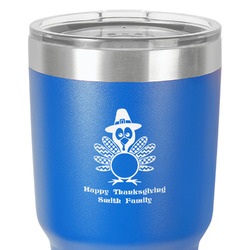 Happy Thanksgiving 30 oz Stainless Steel Tumbler - Royal Blue - Single-Sided (Personalized)