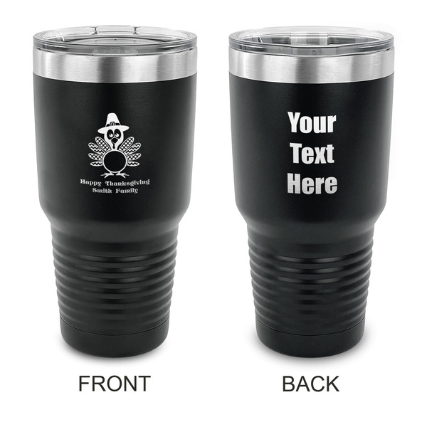 Custom Happy Thanksgiving 30 oz Stainless Steel Tumbler - Black - Double Sided (Personalized)