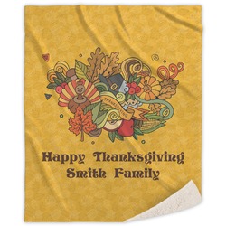 Happy Thanksgiving Sherpa Throw Blanket - 50"x60" (Personalized)