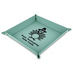 Happy Thanksgiving Faux Leather Dice Tray - 9" x 9"  - Teal (Personalized)