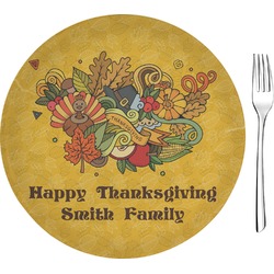 Happy Thanksgiving 8" Glass Appetizer / Dessert Plates - Single or Set (Personalized)