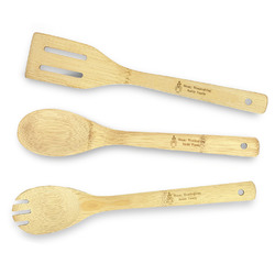 Kitchen Expressions Personalized Red-Handled Bamboo Cooking Utensils- 3pc  Set