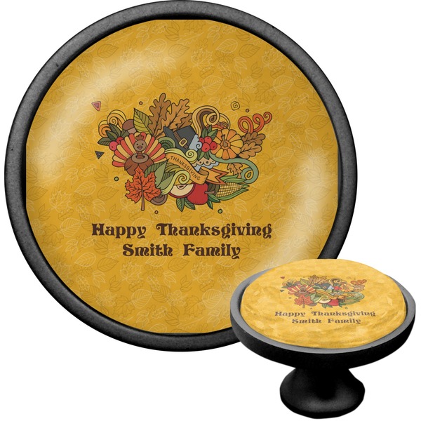 Custom Happy Thanksgiving Cabinet Knob (Black) (Personalized)