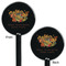 Happy Thanksgiving Black Plastic 5.5" Stir Stick - Double Sided - Round - Front & Back