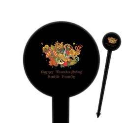 Happy Thanksgiving 6" Round Plastic Food Picks - Black - Double Sided (Personalized)