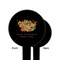 Happy Thanksgiving Black Plastic 6" Food Pick - Round - Single Sided - Front & Back
