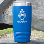 Happy Thanksgiving 20 oz Stainless Steel Tumbler - Royal Blue - Double Sided (Personalized)