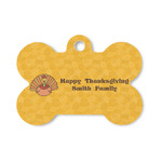 Happy Thanksgiving Bone Shaped Dog ID Tag - Small (Personalized)