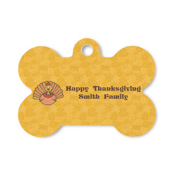 Happy Thanksgiving Bone Shaped Dog ID Tag - Small (Personalized)