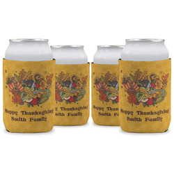 Happy Thanksgiving Can Cooler (12 oz) - Set of 4 w/ Name or Text