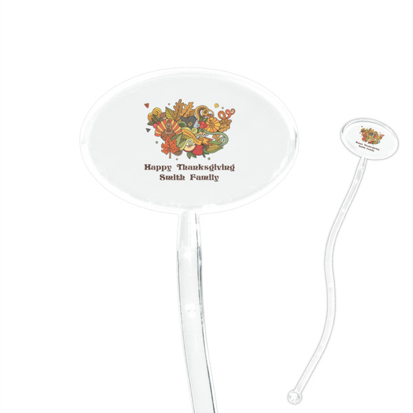 Custom Happy Thanksgiving 7" Oval Plastic Stir Sticks - Clear (Personalized)