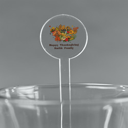 Happy Thanksgiving 7" Round Plastic Stir Sticks - Clear (Personalized)