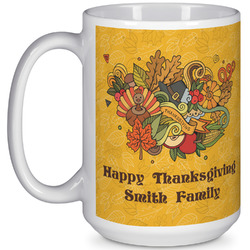 Happy Thanksgiving 15 Oz Coffee Mug - White (Personalized)