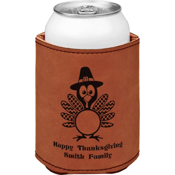 Custom Happy Thanksgiving Leatherette Can Sleeve - Double Sided (Personalized)