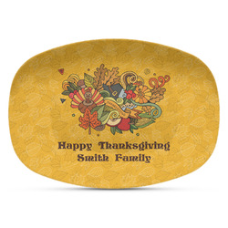 Happy Thanksgiving Plastic Platter - Microwave & Oven Safe Composite Polymer (Personalized)