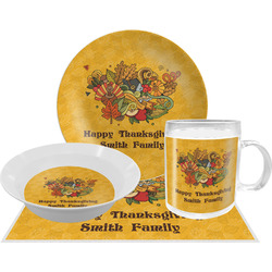 Happy Thanksgiving Dinner Set - Single 4 Pc Setting w/ Name or Text