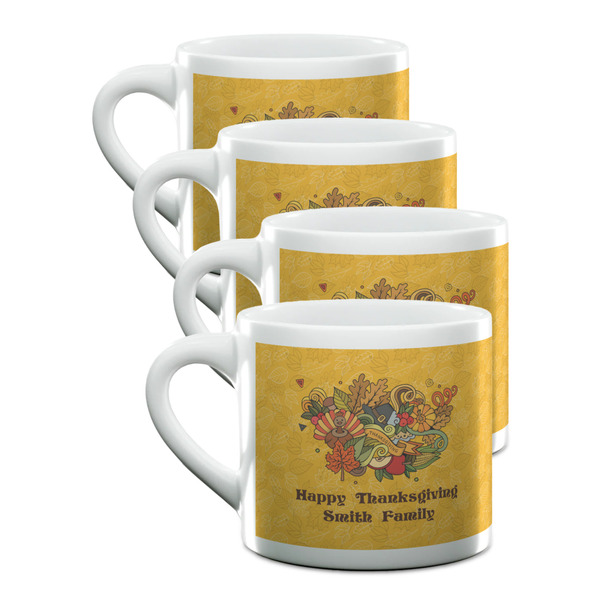 Custom Happy Thanksgiving Double Shot Espresso Cups - Set of 4 (Personalized)