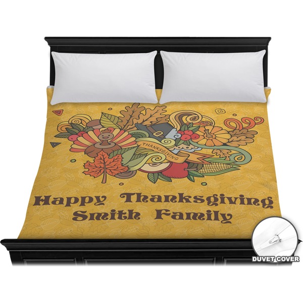 Custom Happy Thanksgiving Duvet Cover - King (Personalized)