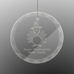 Happy Thanksgiving Engraved Glass Ornament - Round (Personalized)