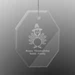 Happy Thanksgiving Engraved Glass Ornament - Octagon (Personalized)