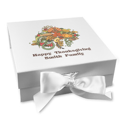 Happy Thanksgiving Gift Box with Magnetic Lid - White (Personalized)
