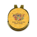 Happy Thanksgiving Golf Ball Marker - Hat Clip - Gold