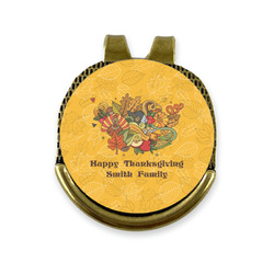 Happy Thanksgiving Golf Ball Marker - Hat Clip - Gold