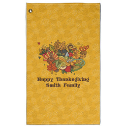 Happy Thanksgiving Golf Towel - Poly-Cotton Blend - Large w/ Name or Text
