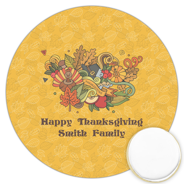 Custom Happy Thanksgiving Printed Cookie Topper - 3.25" (Personalized)