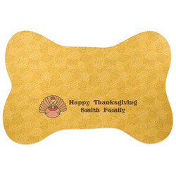 Happy Thanksgiving Bone Shaped Dog Food Mat (Large) (Personalized)