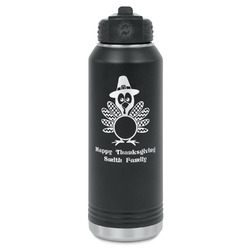 Happy Thanksgiving Water Bottles - Laser Engraved - Front & Back (Personalized)