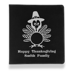 Happy Thanksgiving Leather Binder - 1" - Black (Personalized)