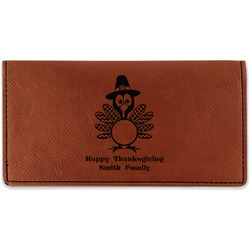 Happy Thanksgiving Leatherette Checkbook Holder - Single Sided (Personalized)