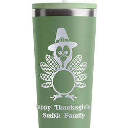 Happy Thanksgiving RTIC Everyday Tumbler with Straw - 28oz - Light Green - Single-Sided (Personalized)