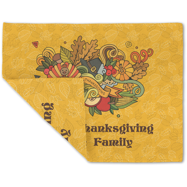 Custom Happy Thanksgiving Double-Sided Linen Placemat - Single w/ Name or Text